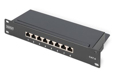 DIGITUS CAT 6, Klasse E Patch Panel, geschirmt, schwarz