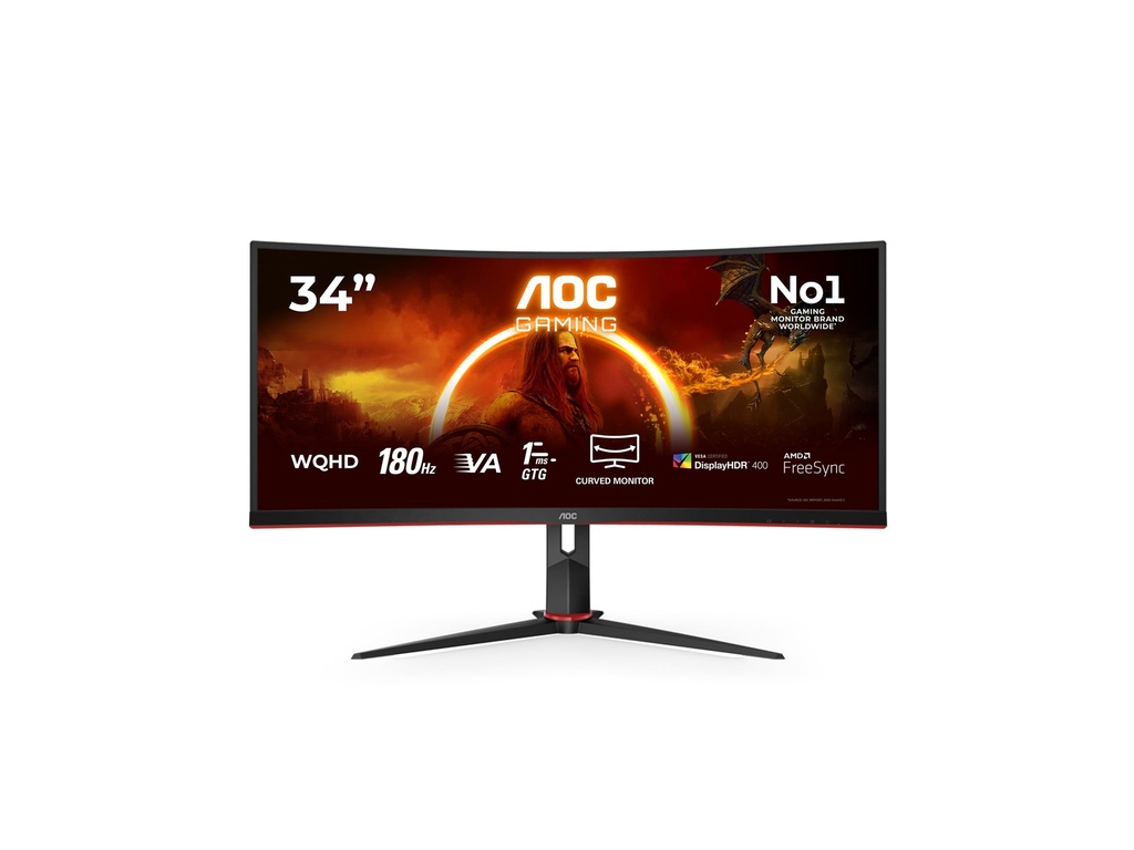 AOC Gaming CU34G2XP/BK - LED-Monitor - Gaming - gebogen - 86.4 cm (34")