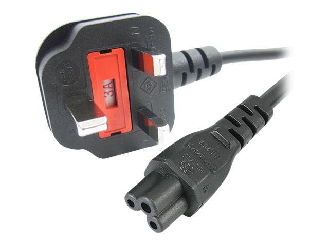 StarTech.com 1 m GB Laptop Ladekabel,  BS 1363 auf C5, 2,5A 250V, 18AWG, Notebook / Laptop Ersatzstromkabel, UK Laptop Netzteil Stromkabel, Kleeblatt/Mickey Mouse Netzkabel (PXTNB3SUK1M)