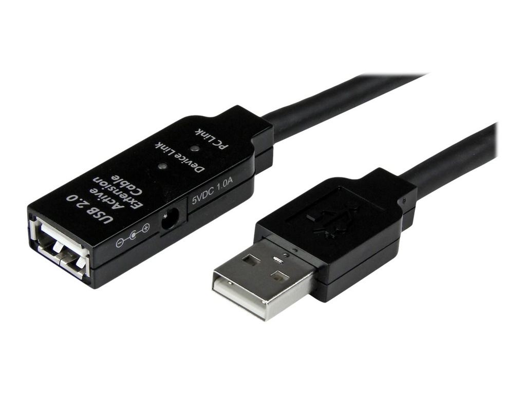 StarTech.com 25m aktives USB 2.0 Verlängerungskabel - St/Bu - USB Reapeater / Signalverstärker Kabel Stecker/Buchse - Schwarz - USB-Verlängerungskabel - USB (W)