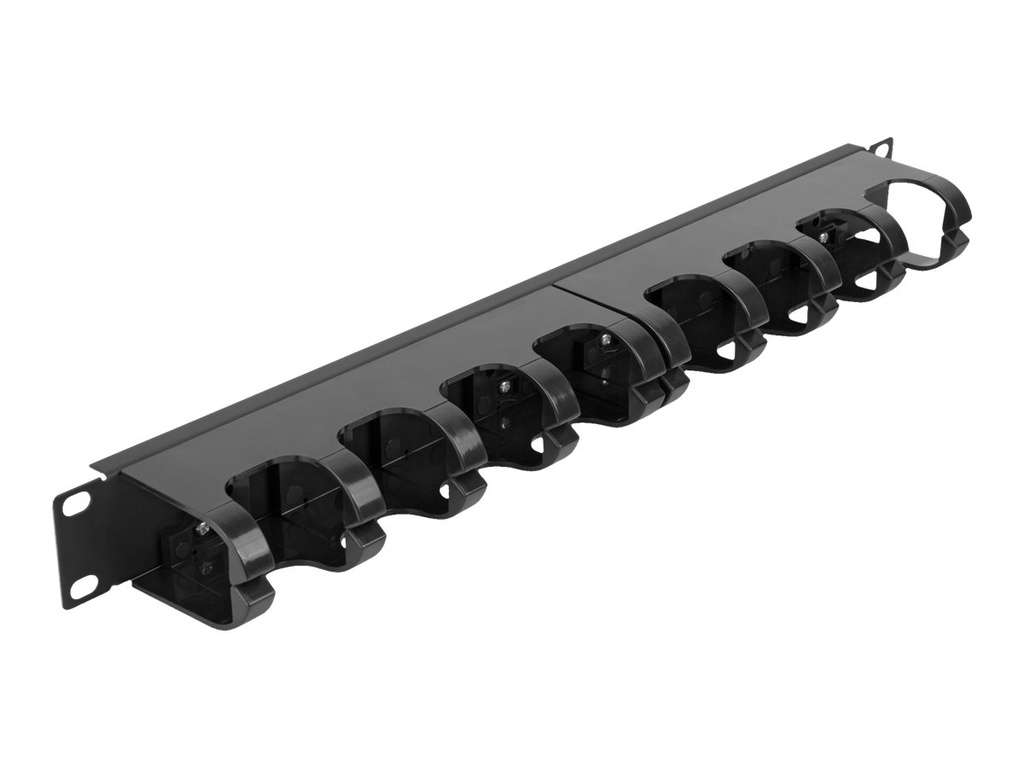 Delock Verlegetafel für Rack-Kabelmanagement - mit 10 geschlossenen Kabelbügeln - Schwarz - 1U - 48.3 cm (19")