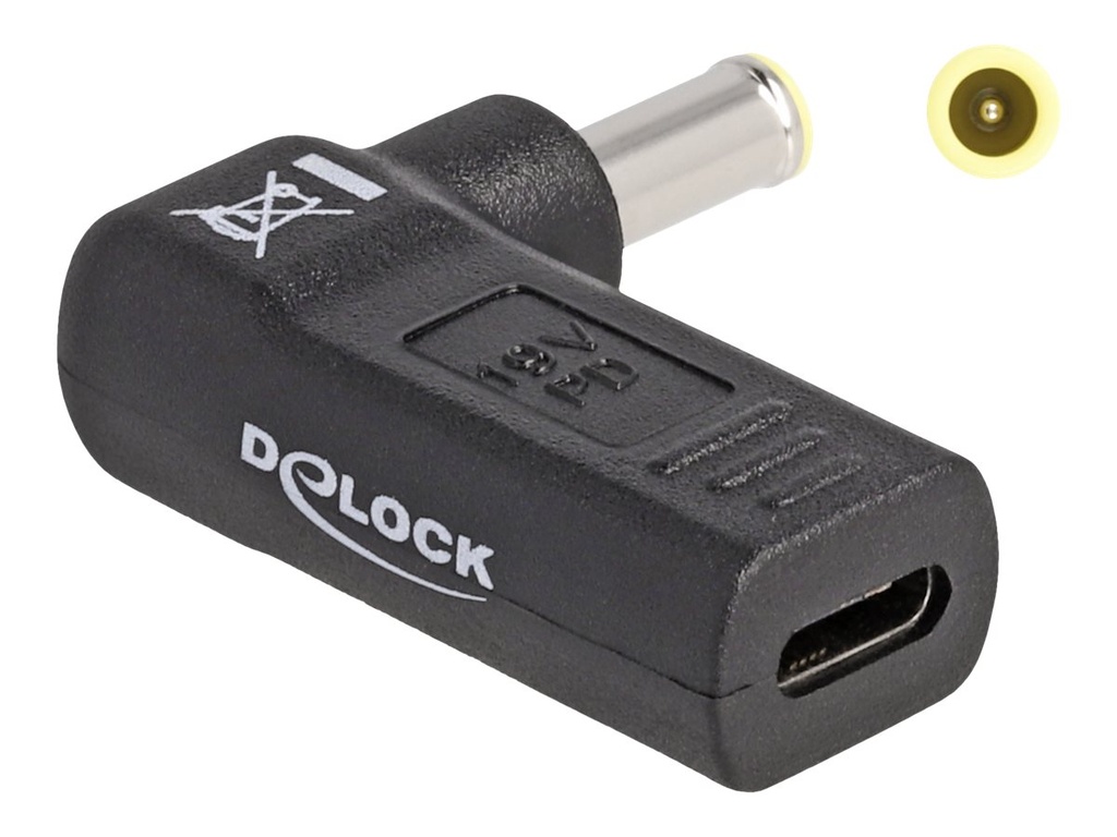 Delock Netzteil - 24 pin USB-C (W) zu Gleischstromstecker 5,5 x 3,0 mm (M)