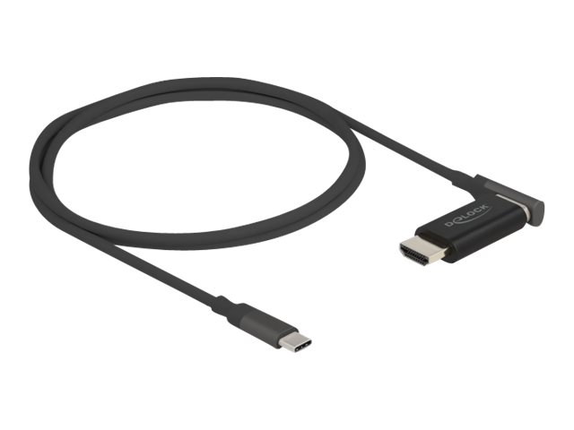 Delock Adapterkabel - 24 pin USB-C männlich zu HDMI männlich abgewinkelt, abnehmbar und magnetisch - 1.2 m - Schwarz - unterstützt 4K 60 Hz (3840 x 2160)
