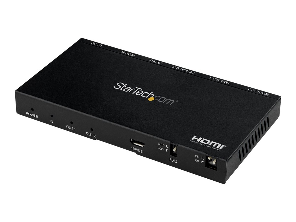 StarTech.com 2 Port HDMI Splitter (4K 60Hz, mit Scaler, HDCP 2.2, EDID Emulation, 7.1 Surround Sound)