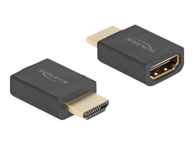Delock Hohe Geschwindigkeit - HDMI-Adapter mit Ethernet - HDMI männlich zu HDMI weiblich - Schwarz - Ethernet-Unterstützung, 8K60Hz (7680 x 4320)