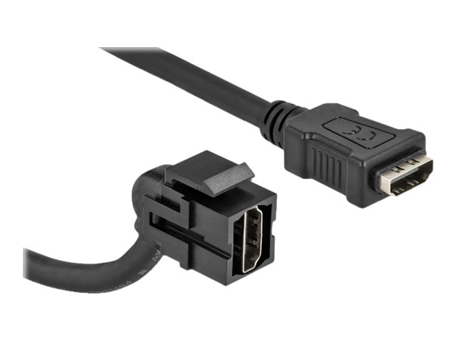 Delock HDMI-Kabel - HDMI weiblich geneigt, Keystone zu HDMI männlich gerade - 30 cm - Schwarz - 4K30Hz (3840 x 2160)