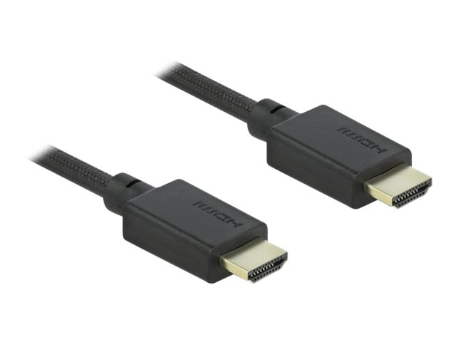 Delock Highspeed - HDMI-Kabel mit Ethernet - HDMI männlich zu HDMI männlich - 2.5 m - Schwarz - Dolby DTS-HD Master Audio-Unterstützung, Dolby TrueHD-Unterstützung, unterstützt 21:9 Kinoformat, unterstützt 8K UHD (7680 x 4320)