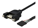 StarTech.com 30cm USB 2.0 Blendenmontage Kabel - USA A auf 5 pin Mainboard Pfostenstecker Buchse - Bu/Bu - USB-Kabel intern auf extern - USB (W)