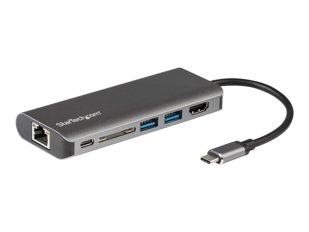 StarTech.com Startech USB-C Multiport Adapter - 2x USB 3.0 / HDMI / SD / Gigabit Ethernet - mit Stromversorgung (USB PD)
