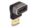 Delock Hohe Geschwindigkeit - HDMI-Adapter mit Ethernet - HDMI männlich zu HDMI weiblich nach oben angewinkelt - Schwarz/Grau - 8K60Hz (7680 x 4320)
