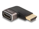 Delock Hohe Geschwindigkeit - HDMI-Adapter mit Ethernet - HDMI männlich zu HDMI weiblich links abgewinkelt - Schwarz/Grau - 8K60Hz (7680 x 4320)