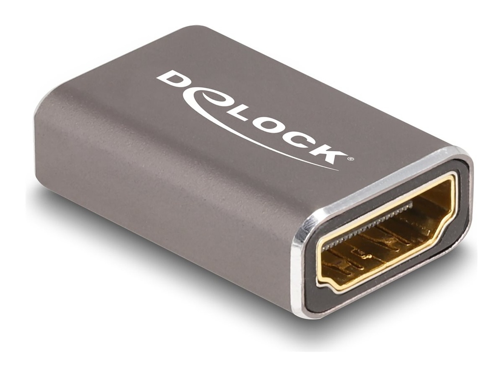 Delock Highspeed - HDMI-Adapter mit Ethernet - HDMI weiblich zu HDMI weiblich - Grau - unterstützt 8K 60 Hz (7680 x 4320)