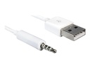 Delock Lade-/Datenkabel - USB männlich zu mini-phone stereo 3.5 mm männlich - 1 m - weiß - für Apple iPod shuffle (1G, 2G)