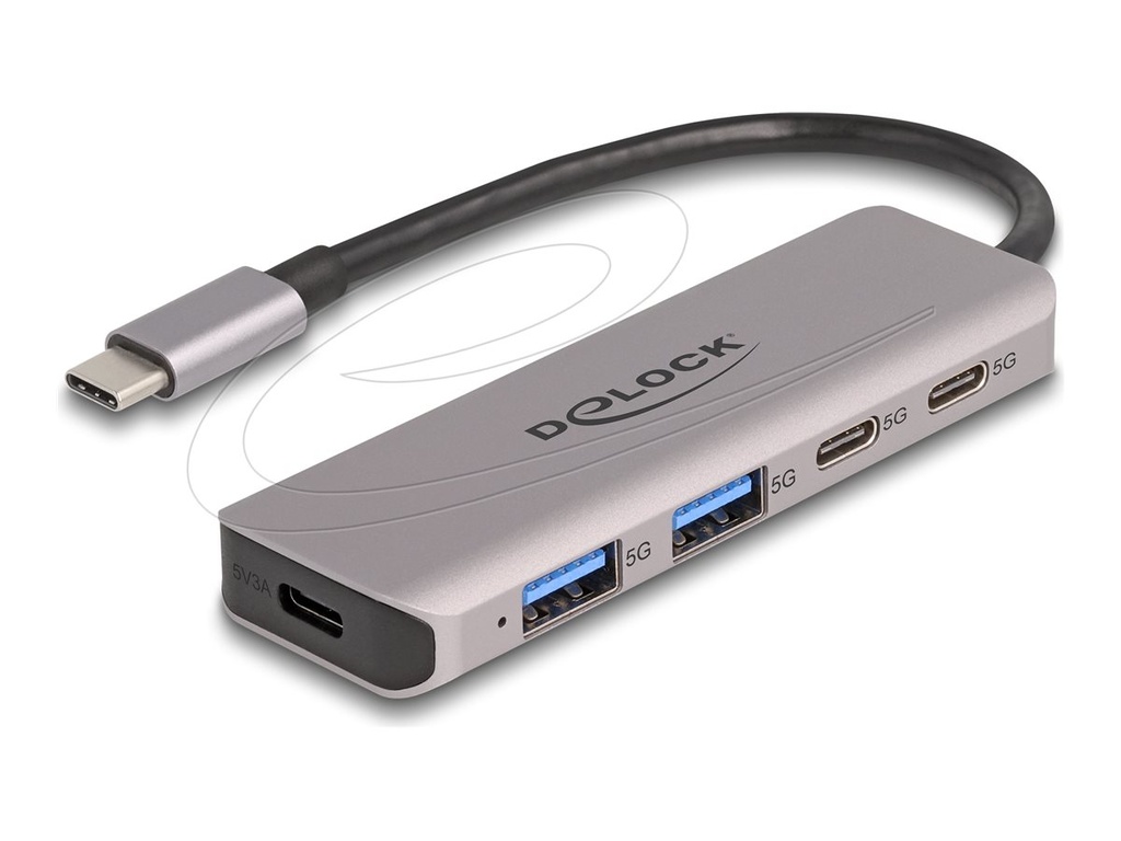 Delock Hub - 2 x USB-C + 2 x USB + 1 x USB-C (Spannungsversorgung)