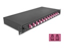 Delock Glasfaserkabelkiste - OM4, komplett montiert - Vorderseite - Rack montierbar - LC Duplex x12 - Schwarz - 1U - 48.3 cm (19")