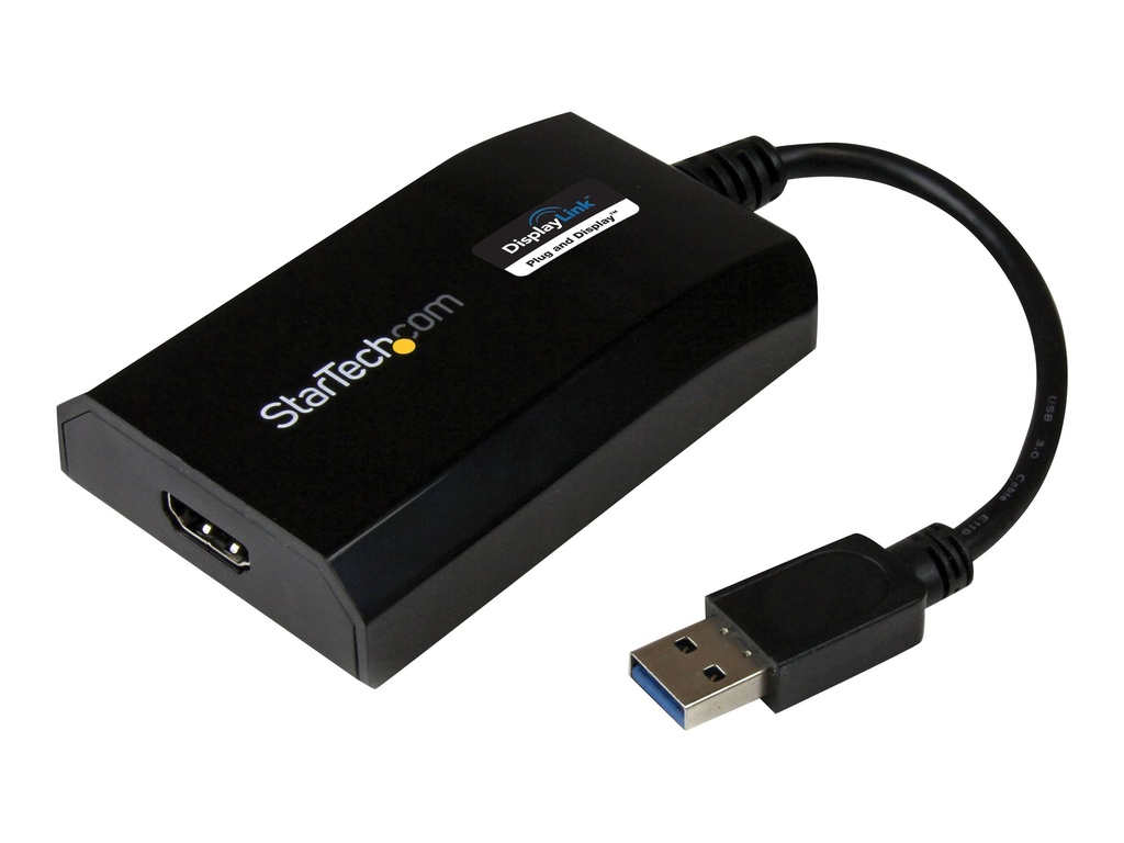 StarTech.com USB 3.0 auf HDMI Adapter / Konverter - Externe Monitor Grafikkarte für Mac und PC - DisplayLink Zertifiziert - HD 1080p - Adapterkabel - USB Typ A männlich zu HDMI weiblich - 16 cm - Schwarz - 1920 x 1200 (WUXGA)