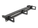 Delock Patch Panel - mit 3 Haken, Zugentlastung - Schrankmontage - Schwarz - 1U - 48.3 cm (19")