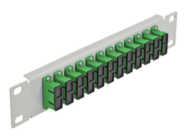 Delock Patch Panel - Rack montierbar - SC Duplex SM X 12 - Grau, grün - 1U - 25.4 cm (10")