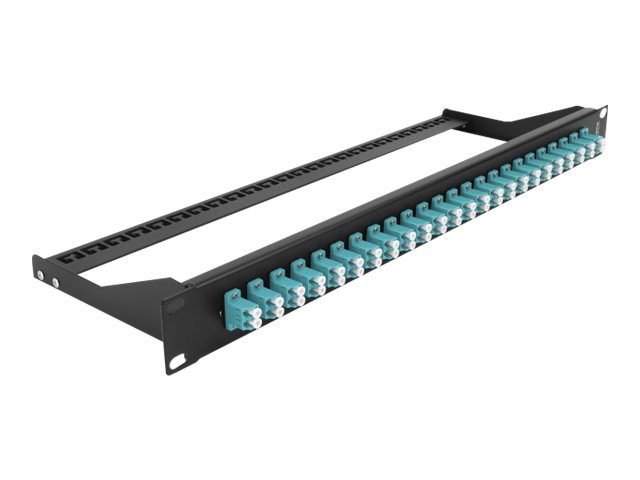 Delock Patch Panel - Rack montierbar - LC Duplex MM X 24 - Schwarz, Aquamarin - 1U - 48.3 cm (19")
