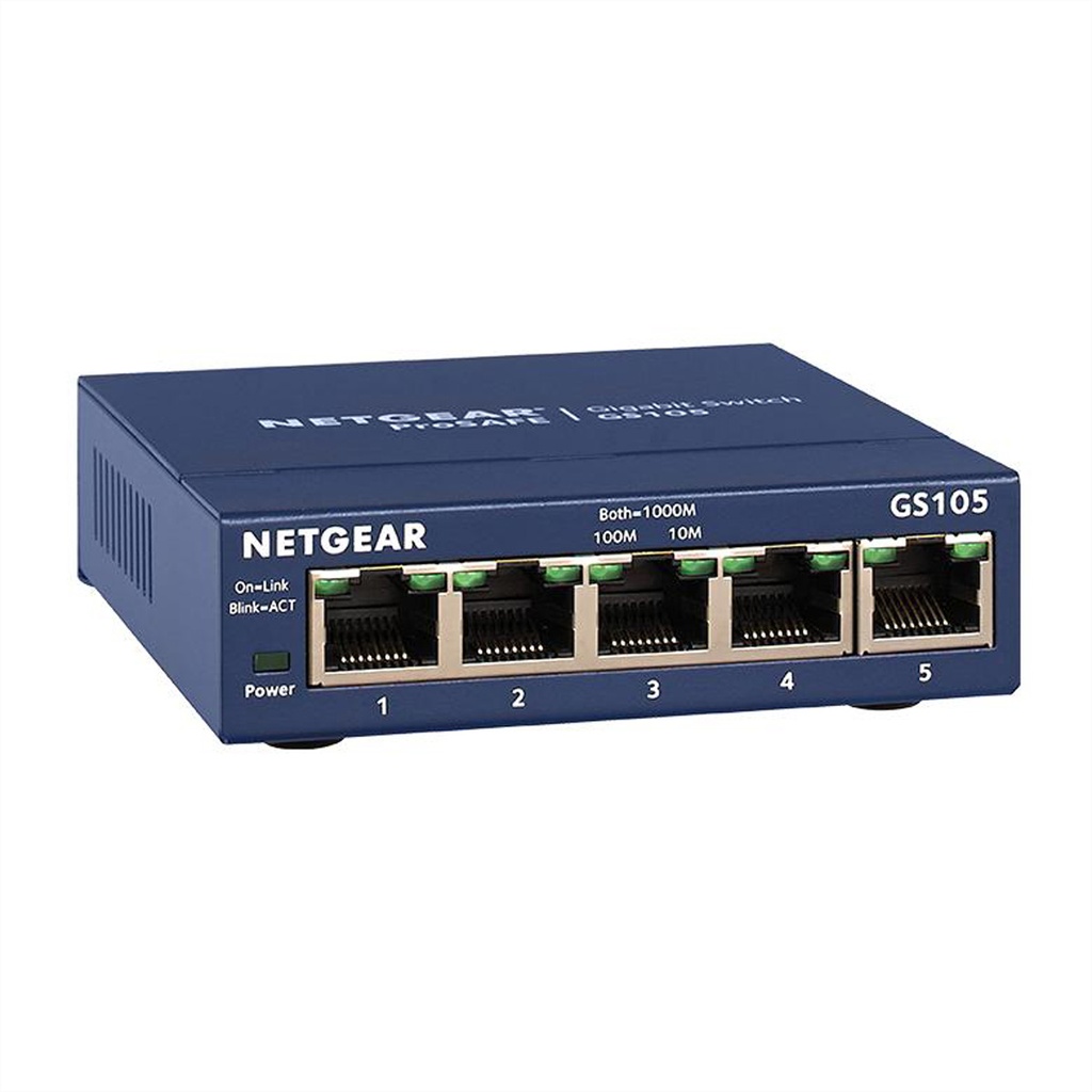 Netgear ProSafe GS105 - Switch - Kupferdraht 1 Gbps - 5-Port 3 HE - Extern