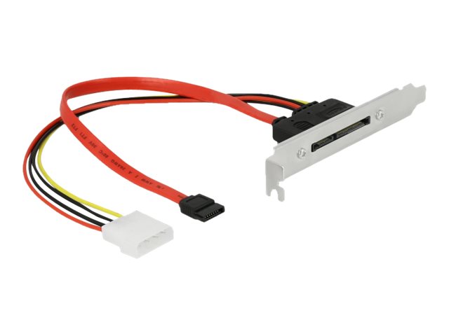 Delock Slot bracket with 1 x SATA 22 pin plug external - SATA-Blende, intern/extern - Serial ATA 150/300/600 - interne Stromversorgung, 4-polig, eSATA zu SATA Combo (S)