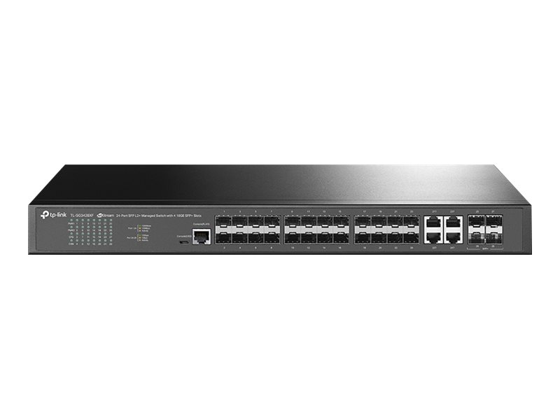 TP-LINK JetStream 24-Port SFP L2+ Managed Switch mit 4 10GE SFP+ Slots - Managed - L2+ - Rack-Einbau - 1U