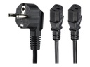 StarTech.com StarTech 2m (6ft) Computer Power Cord, 18AWG, EU Schuko to 2x C13 Power Cord, 10A 250V, Black Replacement AC Cord, TV/Monitor Power Cable, Schuko CEE 7/7 to IEC 60320 2x C13 Power Cord - PC Power Supply Cable - Stromkabel - power CEE 7/7 (M)