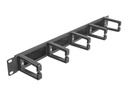 Delock Cable Management Brush Strip with 5 hooks - Kabelführungspanel mit Bürste - Schwarz - 1U - 48.3 cm (19")