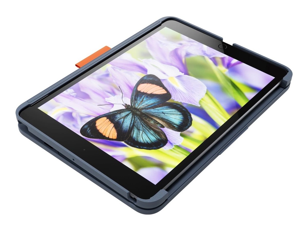 Logitech Rugged Lite - Tastatur und Foliohülle - kabellos - Bluetooth LE - Classic Blue - für Apple 10.2-inch iPad (7. Generation, 8. Generation, 9. Generation)