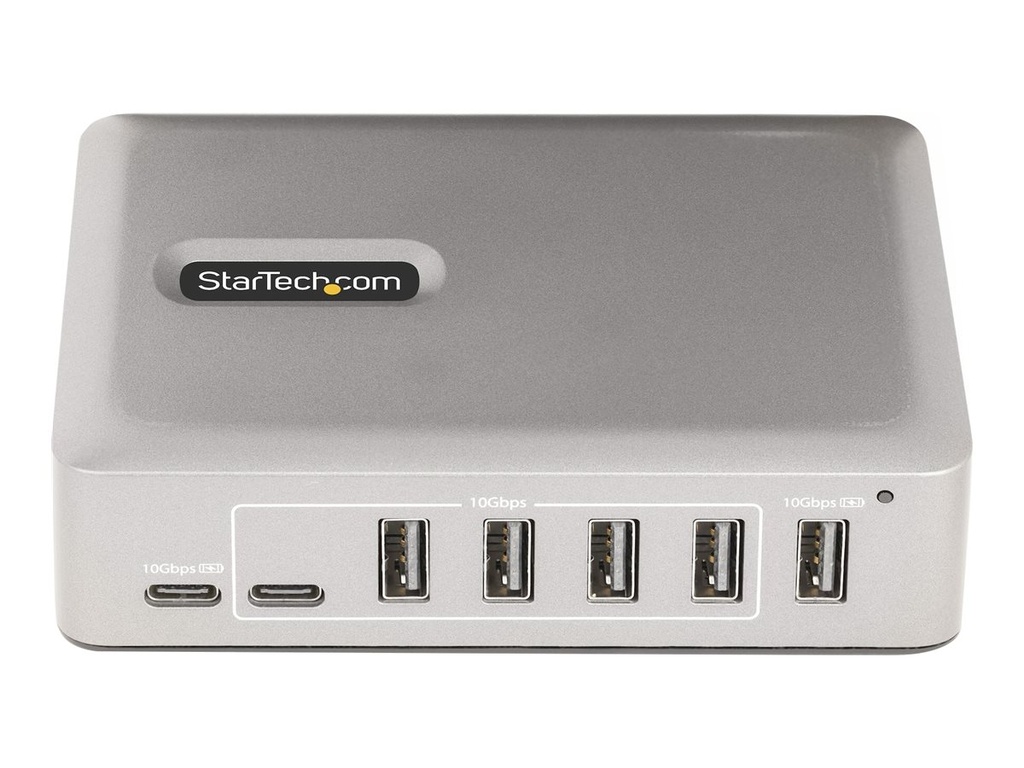 StarTech.com 7-Port USB-C Hub, 5x USB-A + 2x USB-C, Self-Powered w/ 65W Power Supply, USB 3.1 10Gbps Hub w/ BC1.2 Charging, Desktop/Laptop USB Hub with 3ft Locking USB-IF Certified Cable - USB Expansion Hub (10G5A2CS-USB-C-HUB)
