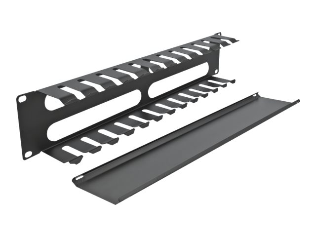 Delock Kabelführungsplatte für Schaltschrank - Schwarz - 2U - 48.3 cm (19")