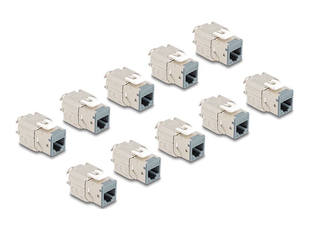 Delock Modulare Eingabe - werkzeugfrei - CAT 6a - STP - RJ-45 - Grau (Packung mit 10)