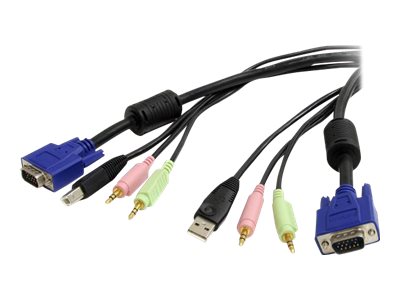 StarTech.com 3m 4-in-1 USB VGA KVM Kabel mit Audio und Mikrofon - Tastatur- / Video- / Maus- / Audio-Kabel - USB, HD-15 (VGA)