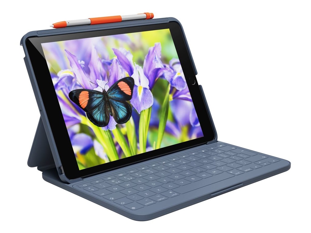 Logitech Rugged Lite - Tastatur und Foliohülle - kabellos - Bluetooth LE - Classic Blue - für Apple 10.2-inch iPad (7. Generation, 8. Generation, 9. Generation)