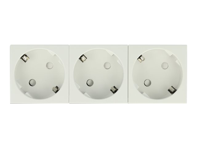 Delock Easy 45 - Steckdose - 2P+E - Typ F - mit Verschluss - 3 Steckdosen - 16 A - Wechselstrom 250 V - weiß, RAL 9003 (Packung mit 5)