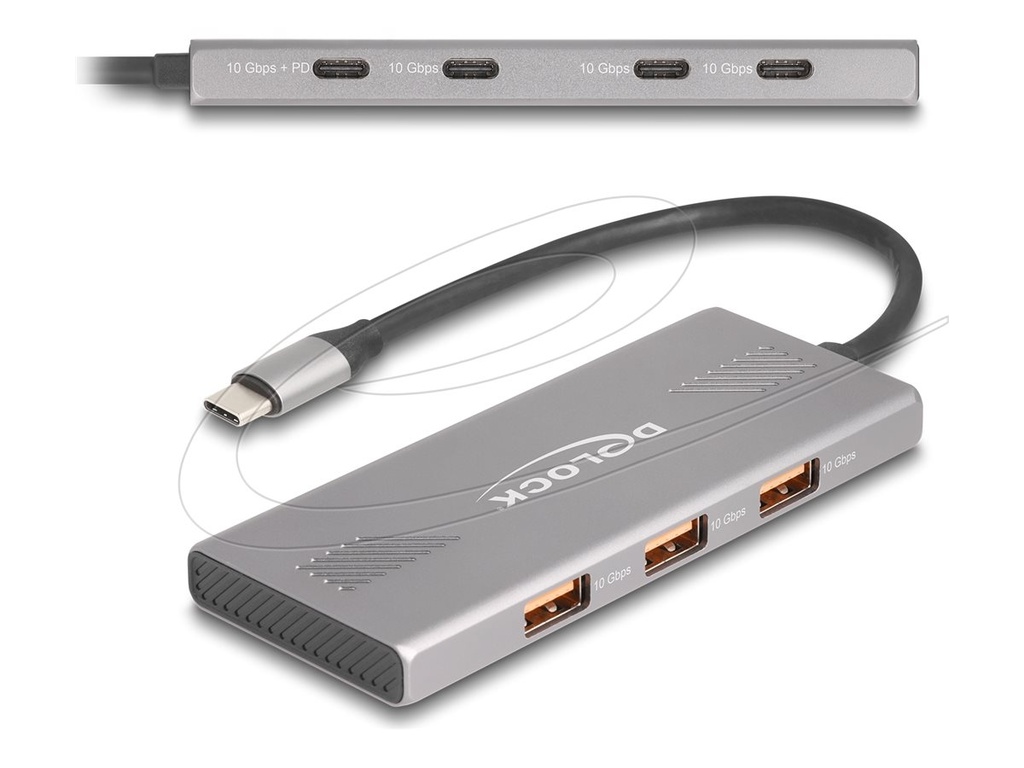 [64313] Delock Hub - 10 Gbps, mit Power Delivery 80