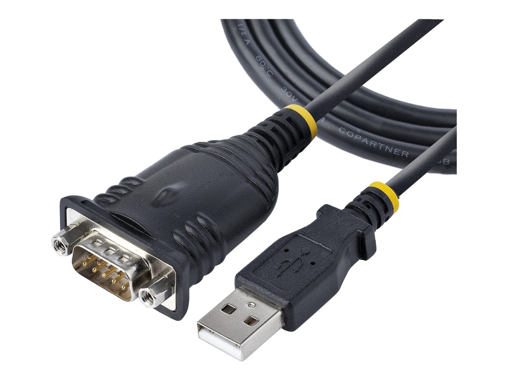 StarTech.com StarTech 3ft (1m) USB to Serial Cable, DB9 Male RS232 to USB Converter, USB to Serial Adapter for PLC/Printer/Scanner/Network Switches, USB to COM Port Adapter - Prolific IC, Automatic Handshake, Windows/macOS (1P3FP-USB-SERIAL)