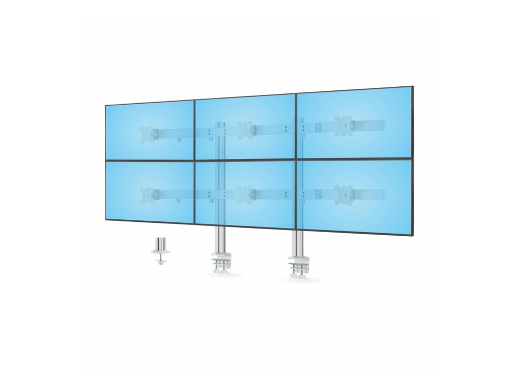 [6-MONITOR-ARM-A] StarTech.com Six-Monitor Desk Mount w/ Crossbar, Up To 32" Screens/17.6lb - Befestigungskit - für 6 LCD-Displays - Säule, dual - Kunststoff, Stahl - weiß - Bildschirmgröße: 43.2-81.3 cm (17"-32")
