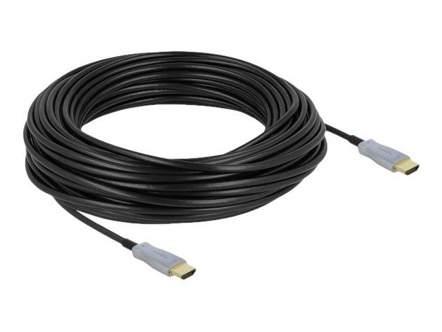 Delock HDMI-Kabel - HDMI männlich zu HDMI männlich - 25 m - Glasfaser - Schwarz - 4K Unterstützung, Active Optical Cable (AOC)