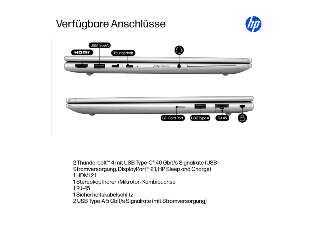 HP EliteBook 6 G1i Notebook AI - 177-Grad Scharnierdesign - Intel Core Ultra 5 225U / 1.5 GHz - Win 11 Pro - Intel Graphics - 16 GB RAM - 512 GB SSD NVMe - 33.8 cm (13.3")