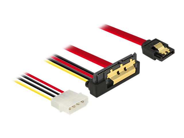 Delock SATA-Kabel - Serial ATA 150/300/600 - interne Stromversorgung, 4-polig, SATA gerade zu SATA Combo (R)
