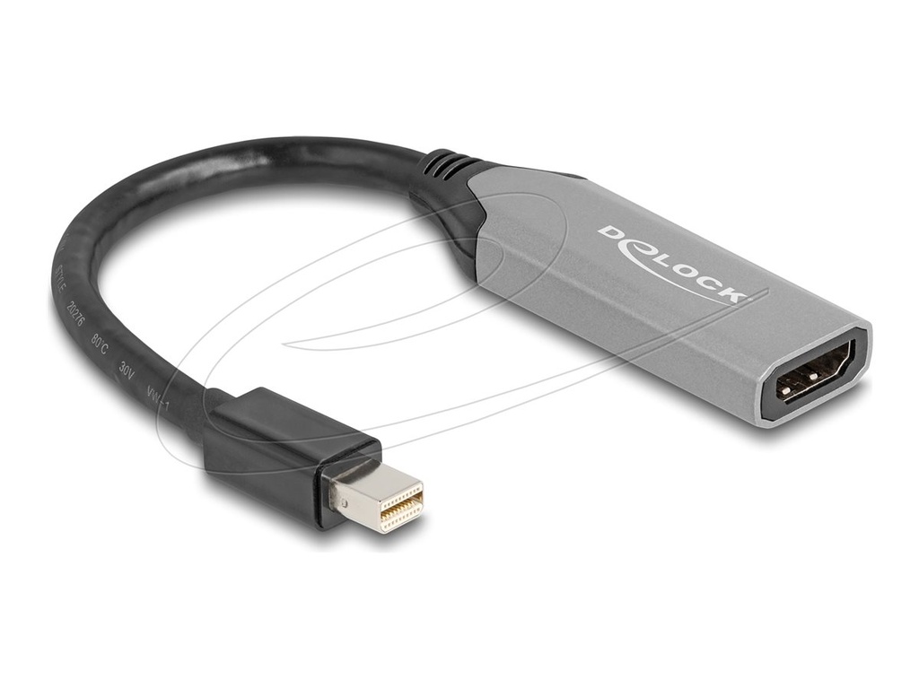 Delock Adapterkabel - Mini DisplayPort männlich zu HDMI weiblich - 15 cm - Grau, Schwarz - aktiv, 8K60Hz (7680 x 4320)