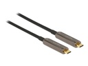 Delock Video- / Audiokabel - 24 pin USB-C männlich zu 24 pin USB-C männlich - 15 m - Glasfaser - Schwarz - Active Optical Cable (AOC)