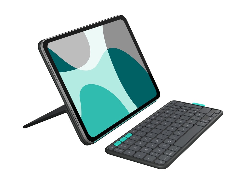 Logitech Flip Folio - Tastatur und Foliohülle - full size - kabellos - Bluetooth 5.1 LE - QWERTZ - Schweizerisch - Graphite - für Apple 10.9-inch iPad Air (5th generation)
