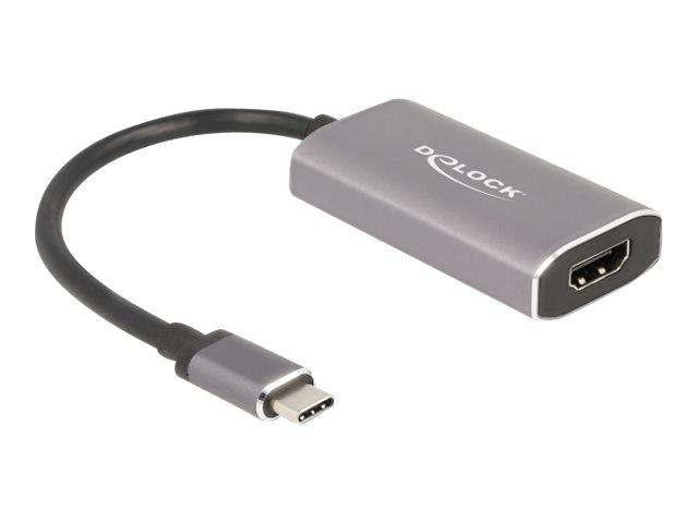Delock Videoadapter - 24 pin USB-C männlich zu HDMI weiblich - 20 cm - Grau - unterstützt 8K 60 Hz (7680 x 4320)