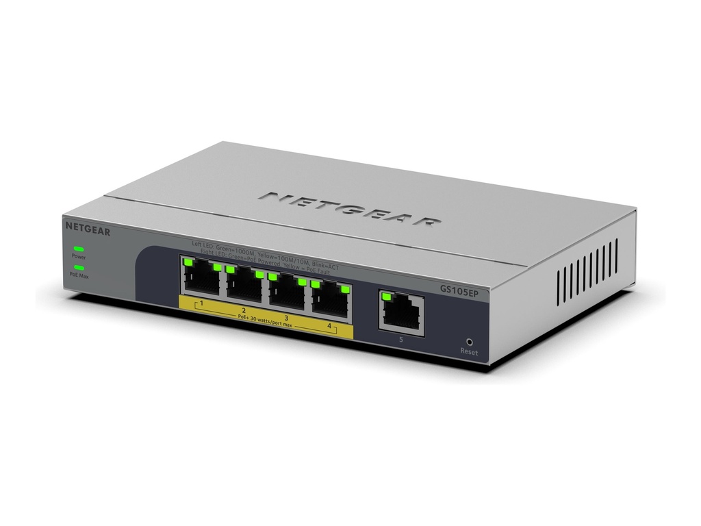 Netgear Easy Smart GS105EP - Switch - L3 - Smart - 1 x 10/100/1000 + 4 x 10/100/1000 (PoE+)