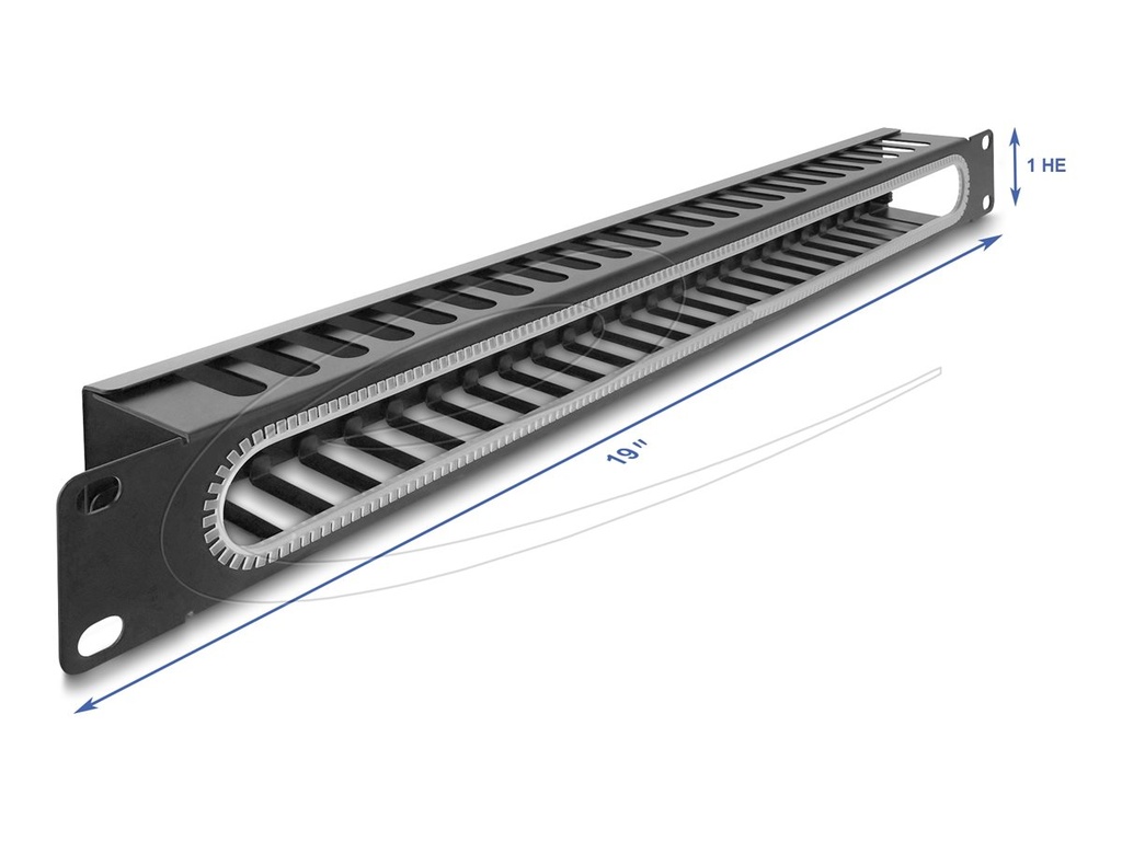 Delock Kabelmanagement-Panel - Schwarz, RAL 9005 - 1U - 48.3 cm (19")