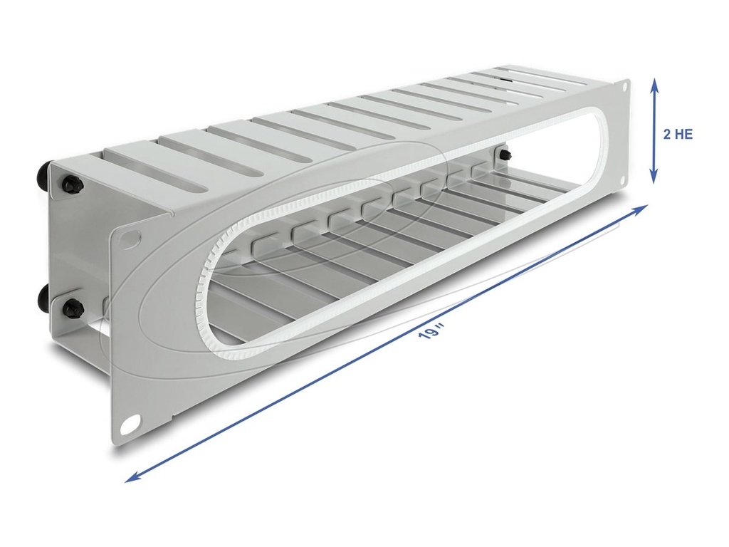 [67280] Delock Verlegetafel für Rack-Kabelmanagement - mit Öffnung und Kantenschutz - Grau, RAL 7035 - 2U - 48.3 cm (19")