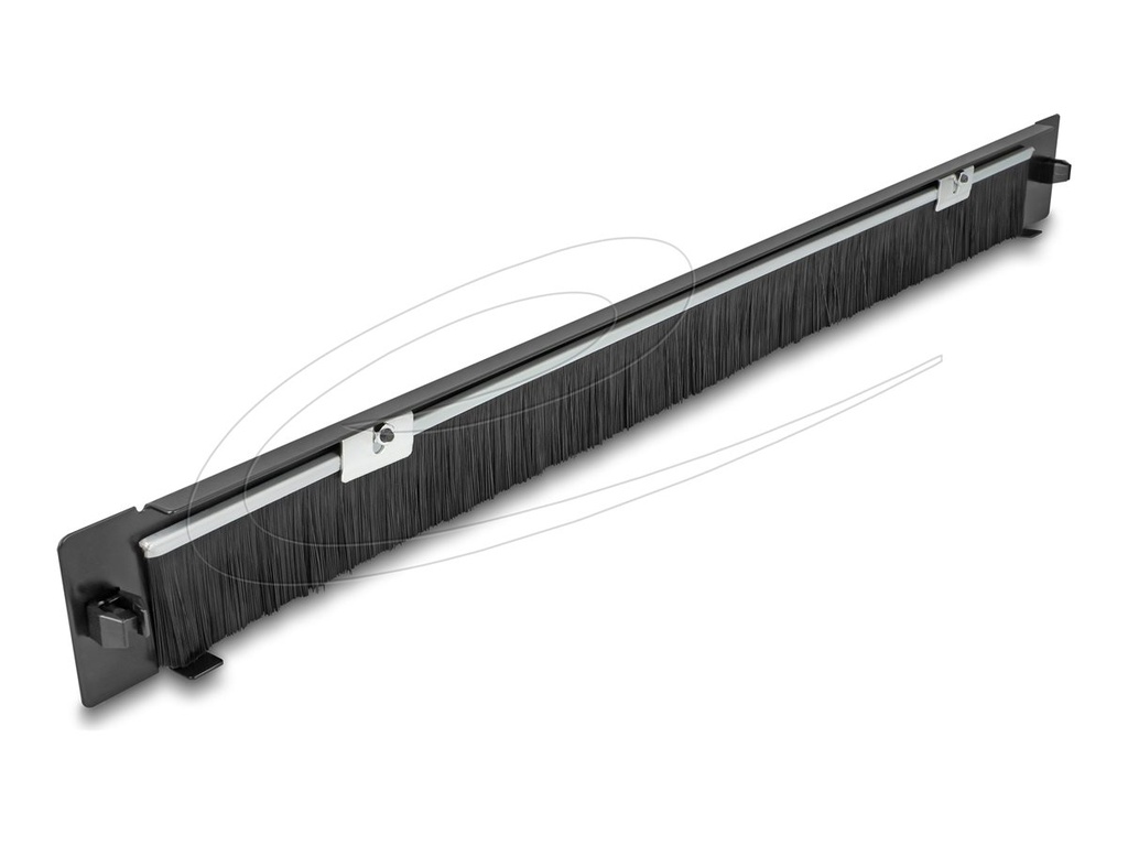 Delock Rack-Bürstenleiste - Unten offen, werkzeuglos - Schwarz - 1U - 48.3 cm (19")