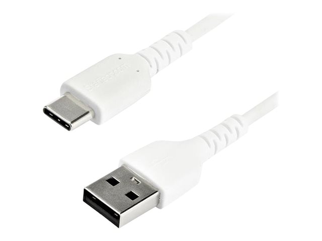 StarTech.com 2m USB-A auf USB-C Ladekabel - Dauerhaftes USB 2.0 auf USB Typ-C Datenübertragungs- und Schnellladekabel - Robuster TPE-Mantel Aramidfaser, M/M, 3A - Weiß (RUSB2AC2MW)